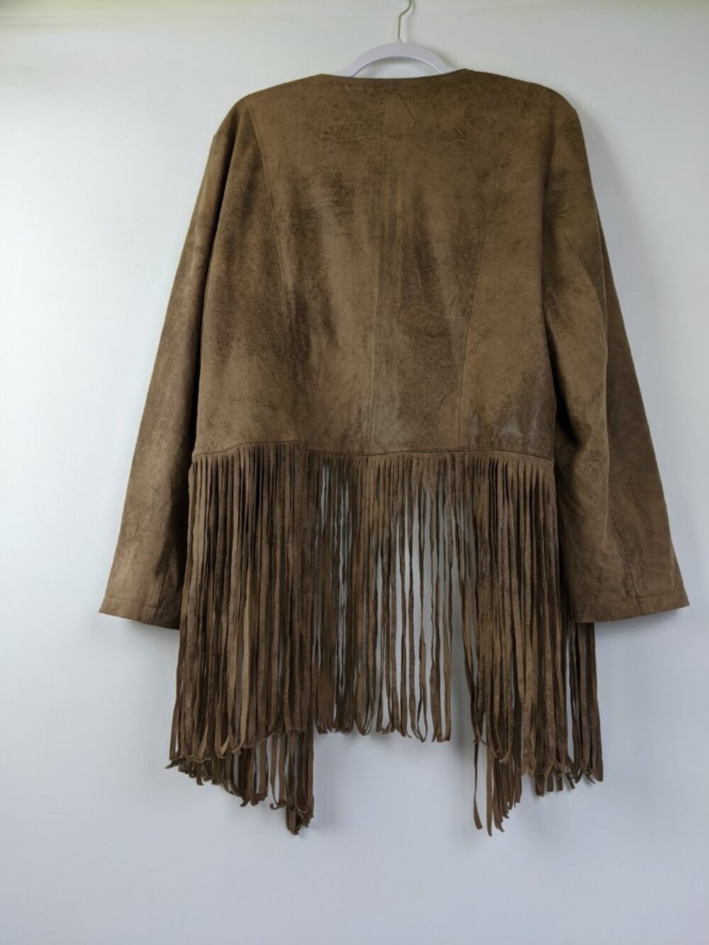 Chicos Faux Suede Fringe Jacket Brown Long Sleeve Size 3 / XL NWT Western Boho - Picture 2 of 9